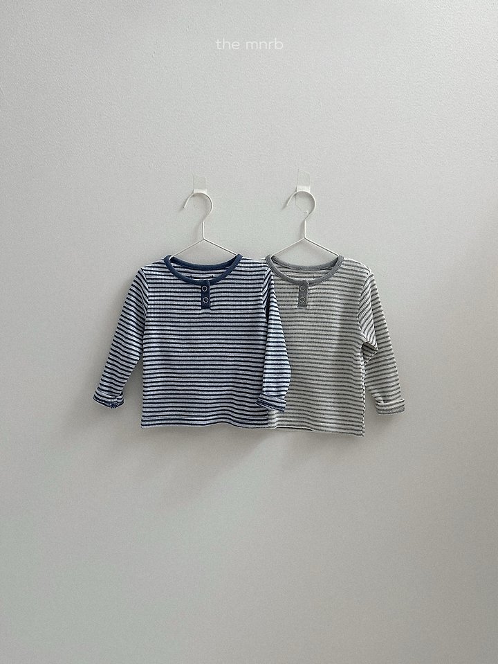 Mini Robe - Korean Baby Fashion - #babylifestyle - Eddie Stripe Henley Tee - 3