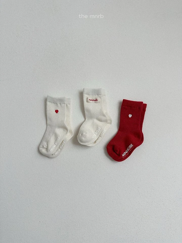 Mini Robe - Korean Baby Fashion - #babylifestyle - Heart Logo Socks - 5