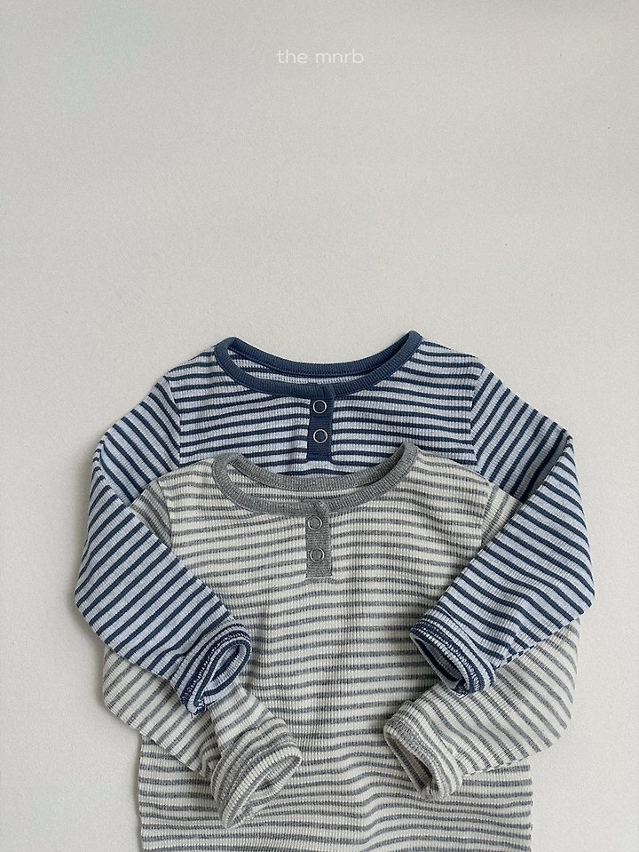 Mini Robe - Korean Baby Fashion - #babylifestyle - Eddie Stripe Henley Tee - 4