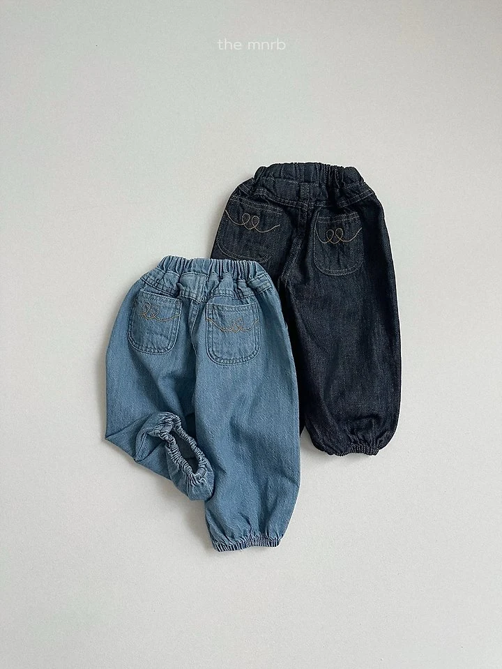 Mini Robe - Korean Baby Fashion - #babyoninstagram - Stitch Denim Jogger Pants