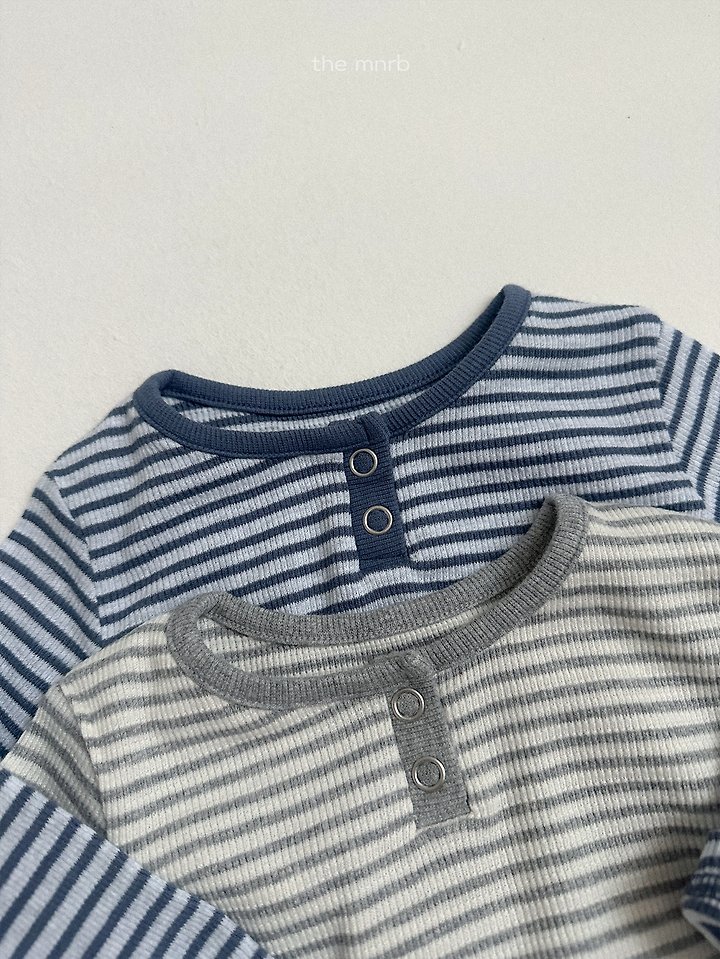 Mini Robe - Korean Baby Fashion - #babyootd - Eddie Stripe Henley Tee - 5