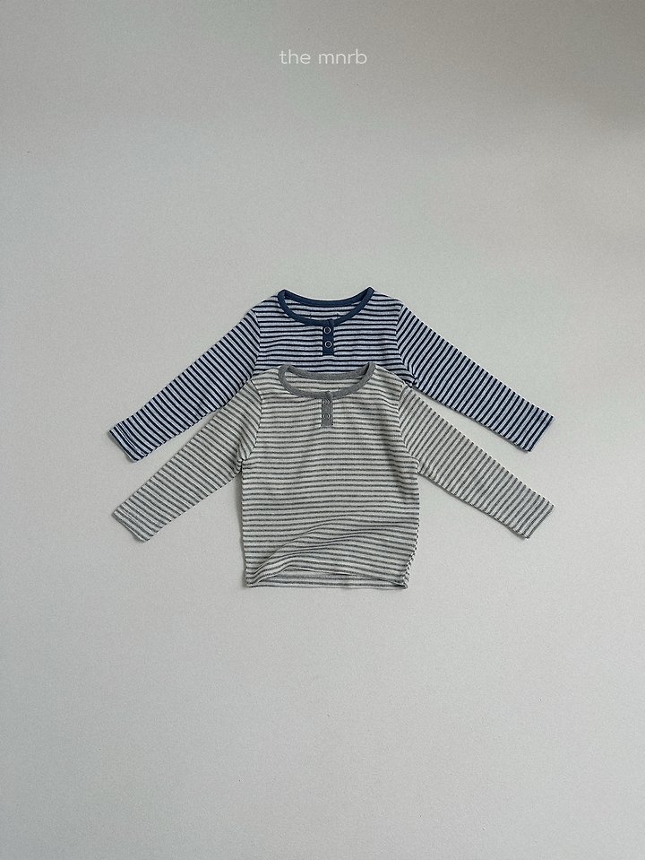 Mini Robe - Korean Baby Fashion - #babyoutfit - Eddie Stripe Henley Tee - 6