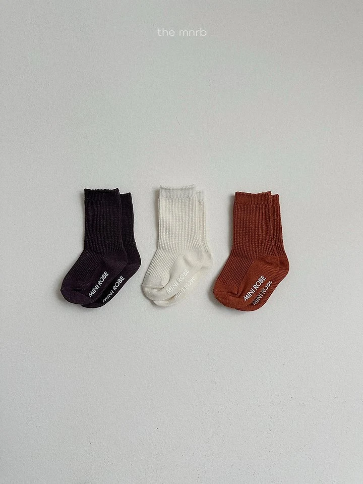 Mini Robe - Korean Baby Fashion - #babyootd - Basic Waffle Socks - 4