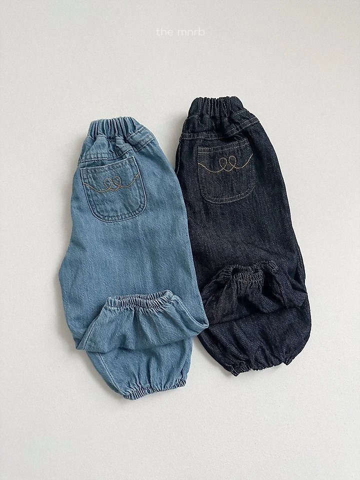 Mini Robe - Korean Baby Fashion - #babyoutfit - Stitch Denim Jogger Pants - 3
