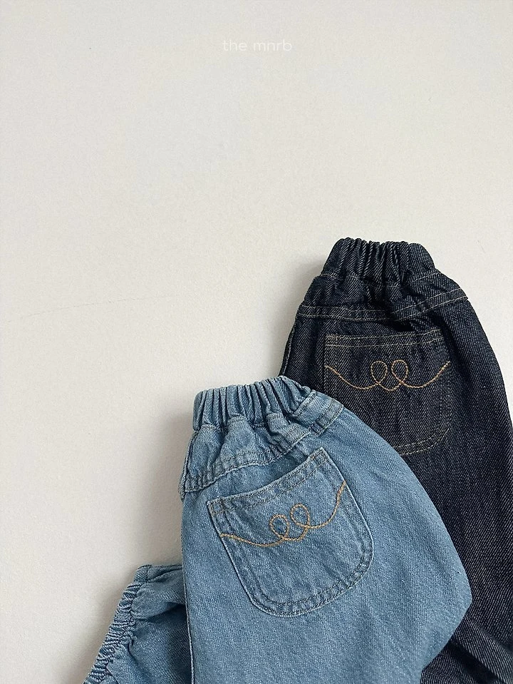 Mini Robe - Korean Baby Fashion - #babyoutfit - Stitch Denim Jogger Pants - 4