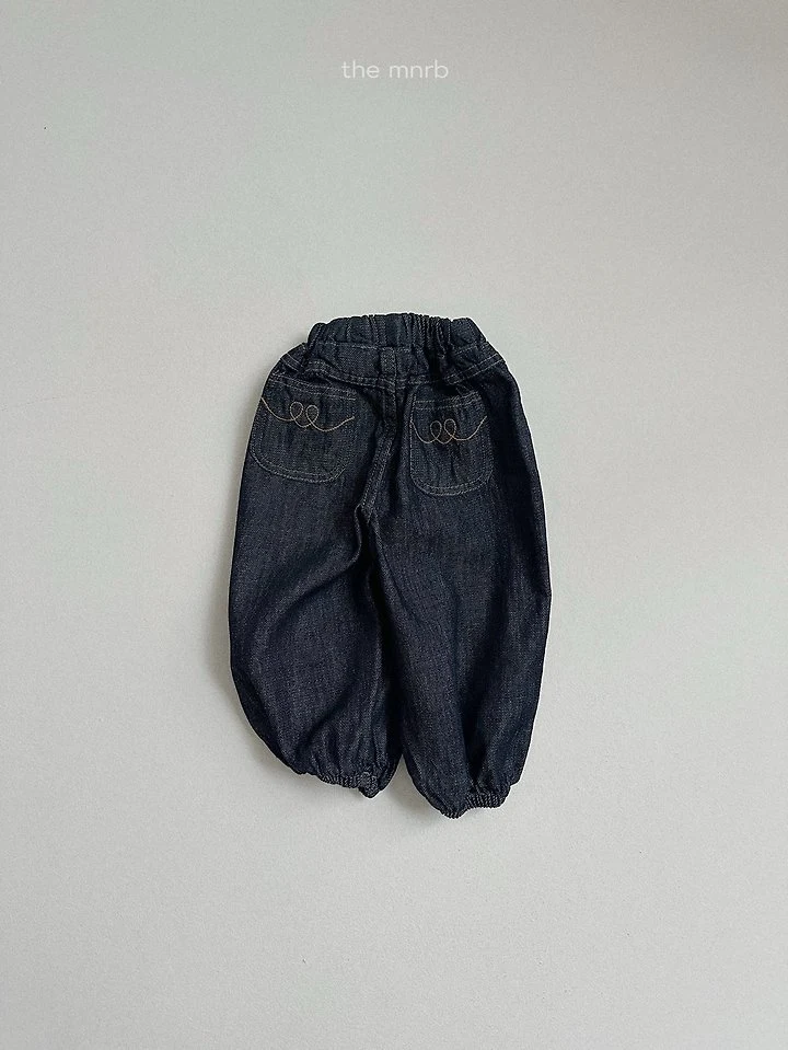 Mini Robe - Korean Baby Fashion - #onlinebabyshop - Stitch Denim Jogger Pants - 7