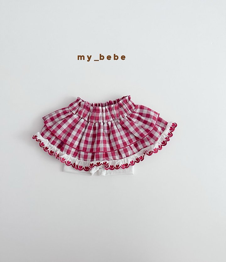 My Bebe - Korean Baby Fashion - #babyboutique - Check Tiered Skirt - 5