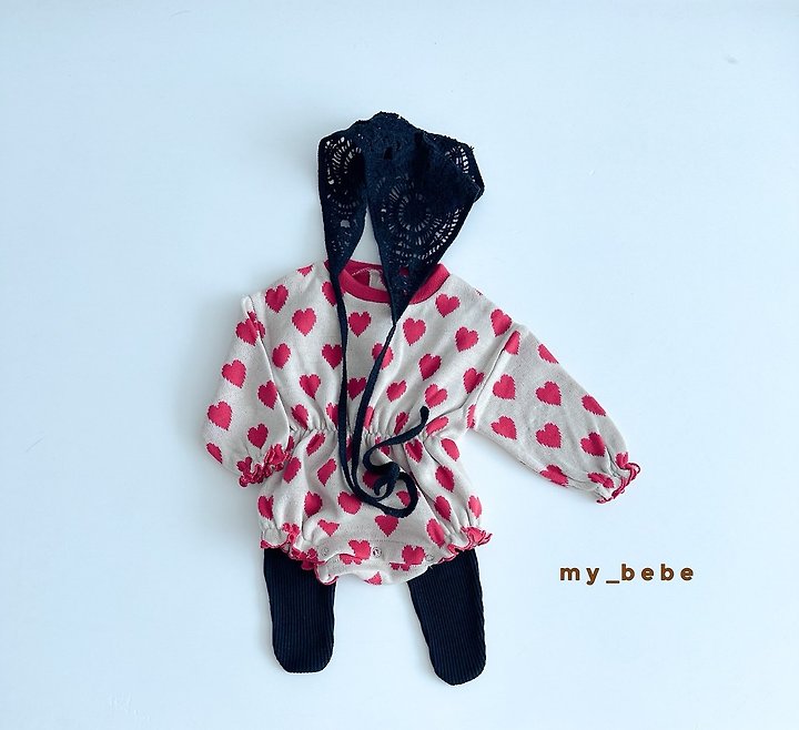 My Bebe - Korean Baby Fashion - #babyboutique - Heart Banded Suit - 11