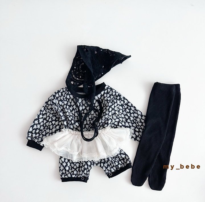 My Bebe - Korean Baby Fashion - #babyboutique - Jacquard Bodysuit (Bonnet Set) - 10