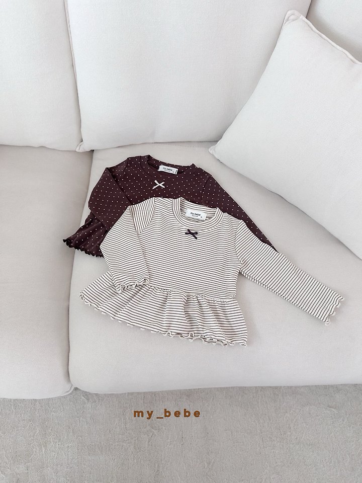 My Bebe - Korean Baby Fashion - #babyboutique - Ruffle Ribbon Tee - 5