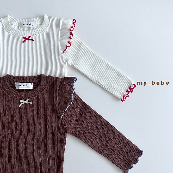 My Bebe - Korean Baby Fashion - #babyboutique - Autumn Double Ruffle Tee - 3