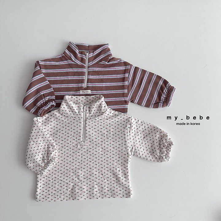 My Bebe - Korean Baby Fashion - #babyboutique - French Terry Anorak Stripe Top - 2