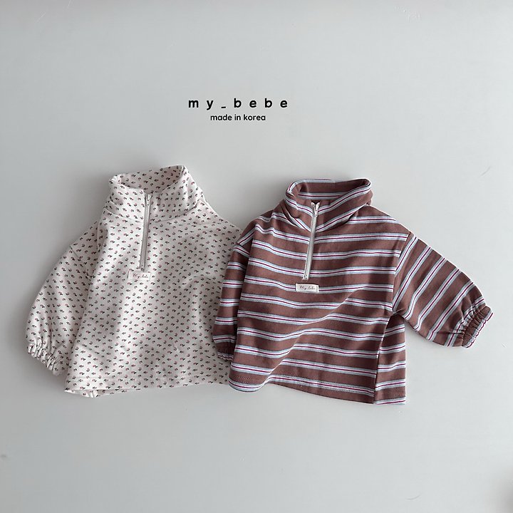 My Bebe - Korean Baby Fashion - #babyboutique - French Terry Anorak Stripe Top - 3