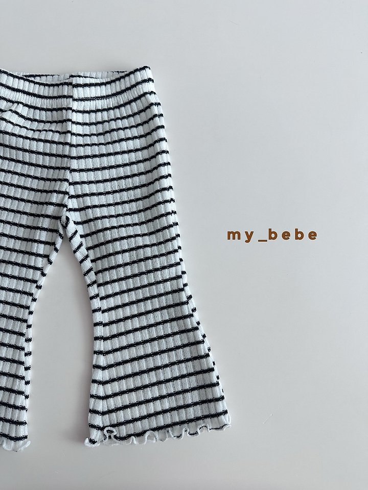 My Bebe - Korean Baby Fashion - #babyboutique - Stripe Wave Bootcut Pants - 10