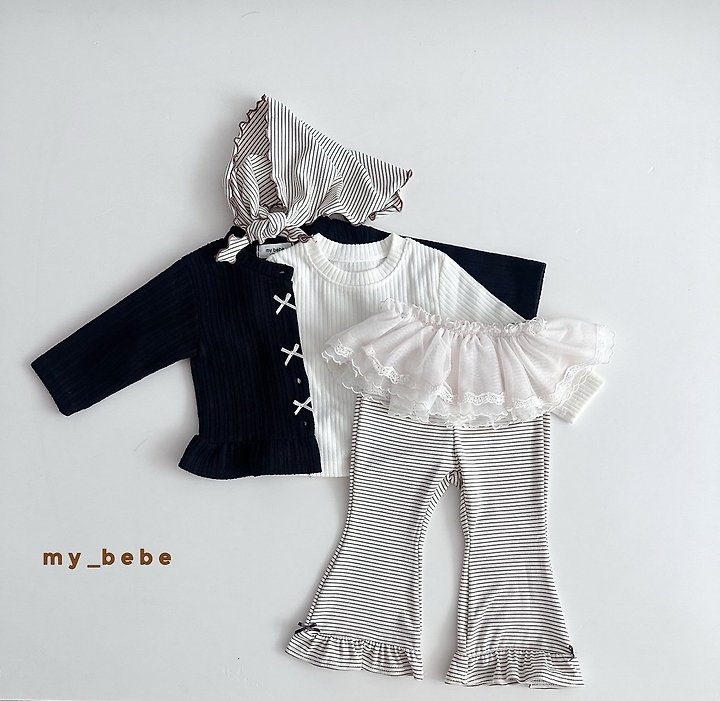 My Bebe - Korean Baby Fashion - #babyboutique - Seam Frill Bootcut Pants - 9