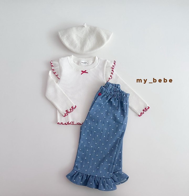 My Bebe - Korean Baby Fashion - #babyboutiqueclothing - Denim Frill Pants - 7
