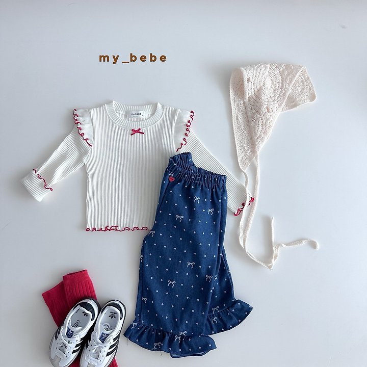 My Bebe - Korean Baby Fashion - #babyboutiqueclothing - Autumn Double Ruffle Tee - 5