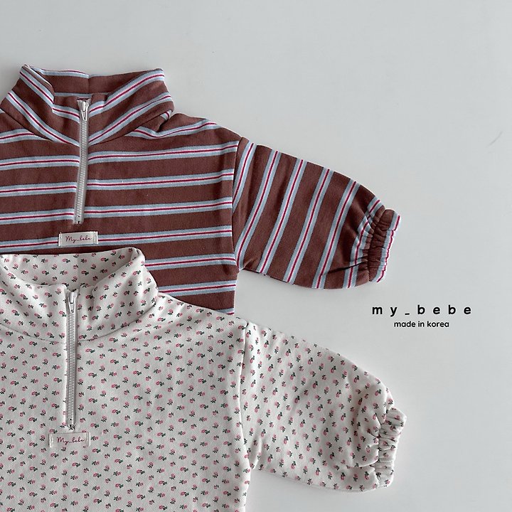 My Bebe - Korean Baby Fashion - #babyboutique - French Terry Anorak Stripe Top - 4
