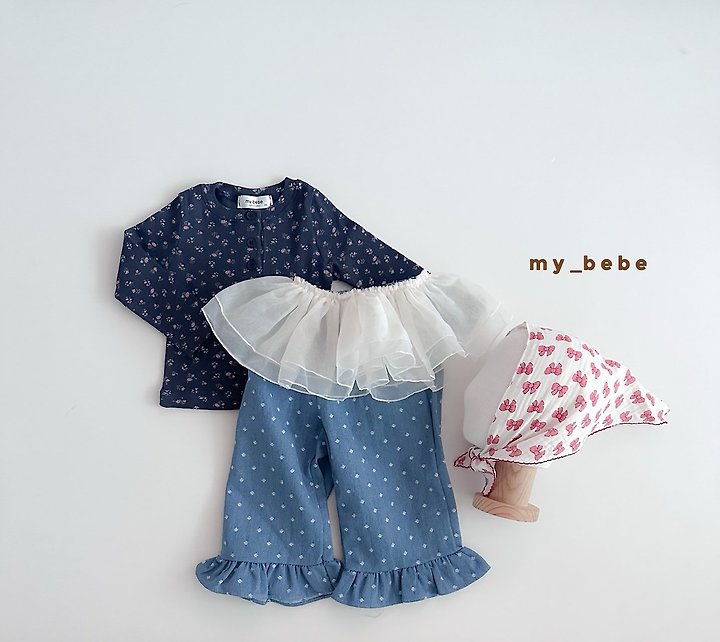 My Bebe - Korean Baby Fashion - #babyclothing - Denim Frill Pants - 8