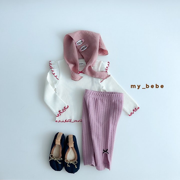 My Bebe - Korean Baby Fashion - #babyclothing - Autumn Double Ruffle Tee - 6