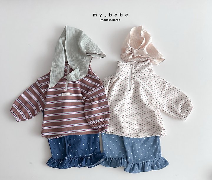 My Bebe - Korean Baby Fashion - #babyclothing - French Terry Anorak Stripe Top - 5