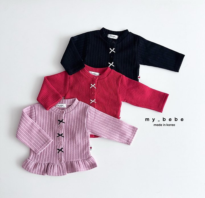 My Bebe - Korean Baby Fashion - #babyclothing - Frill Ribbon Cardigan - 3