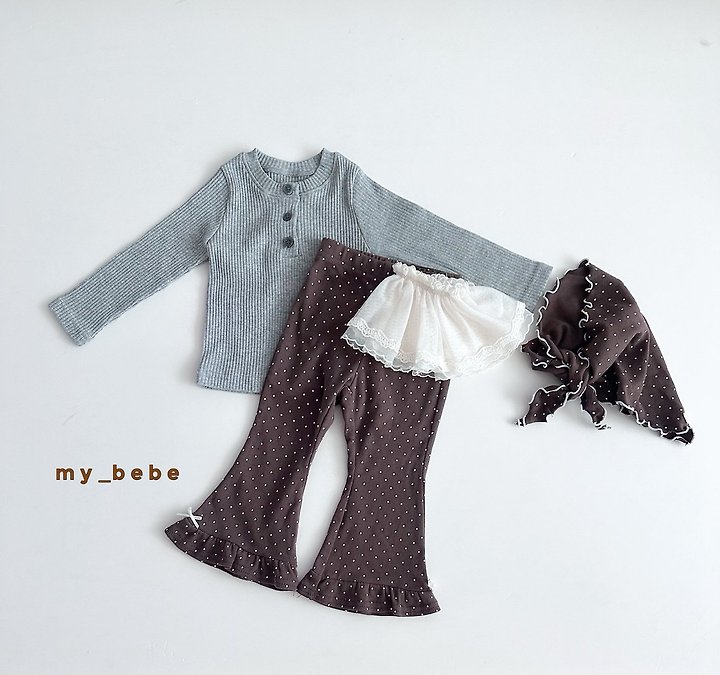 My Bebe - Korean Baby Fashion - #babyclothing - Seam Frill Bootcut Pants - 11
