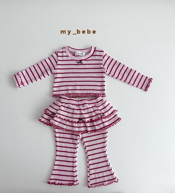 My Bebe - Korean Baby Fashion - #babyfashion - Double Ribbon Tiered Pants - 11
