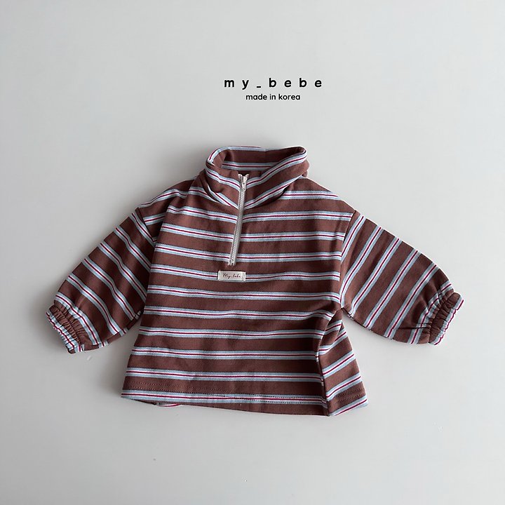 My Bebe - Korean Baby Fashion - #babyfashion - French Terry Anorak Stripe Top - 6