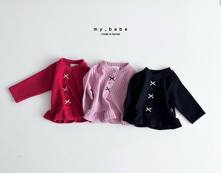 My Bebe - Korean Baby Fashion - #babyclothing - Frill Ribbon Cardigan - 4