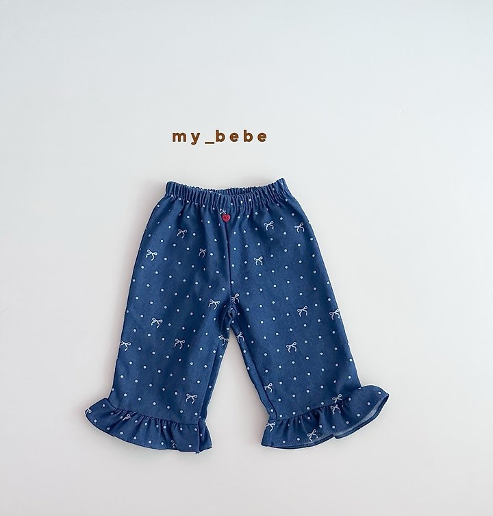 My Bebe - Korean Baby Fashion - #babyfever - Denim Frill Pants - 10