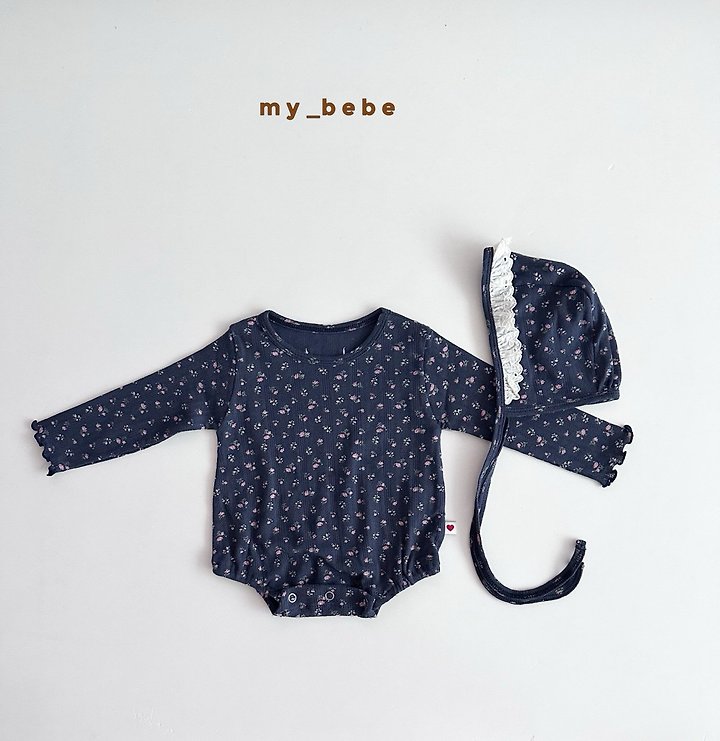 My Bebe - Korean Baby Fashion - #babyfever - Floral Suit Set (Bonnet Set) - 5
