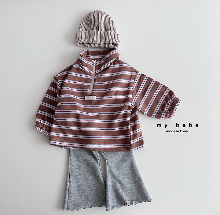 My Bebe - Korean Baby Fashion - #babyfever - French Terry Anorak Stripe Top - 7