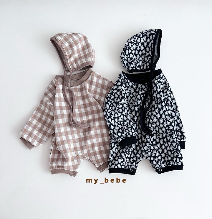 My Bebe - Korean Baby Fashion - #babygirlfashion - Jacquard Bodysuit (Bonnet Set)