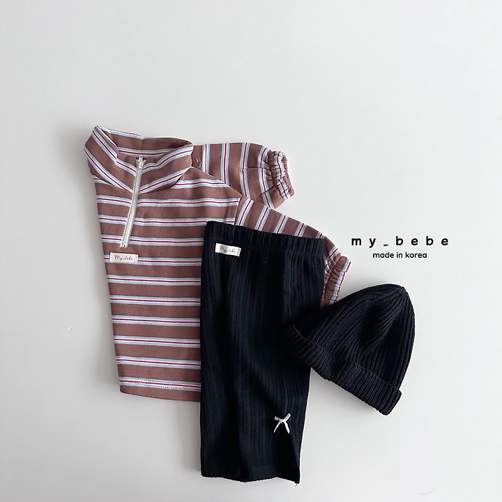 My Bebe - Korean Baby Fashion - #babygirlfashion - French Terry Anorak Stripe Top - 8