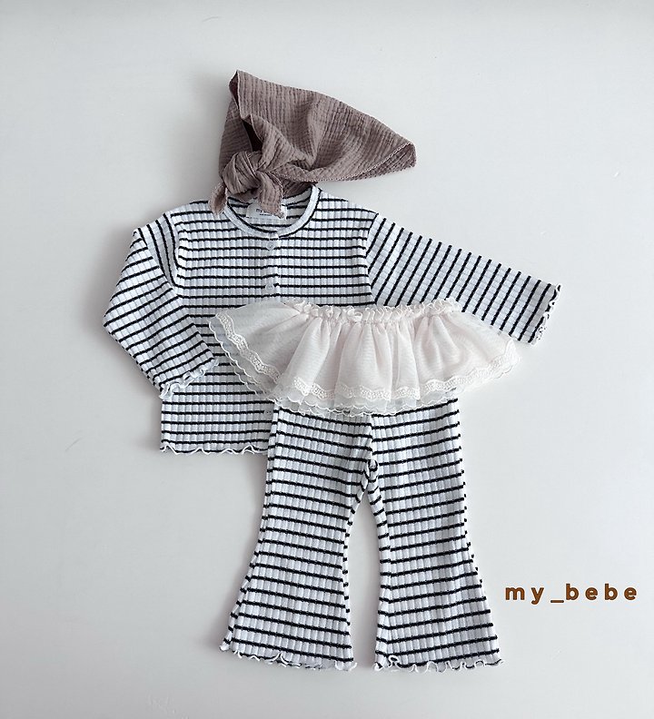 My Bebe - Korean Baby Fashion - #babygirlfashion - Stripe Wave Cardigan - 7