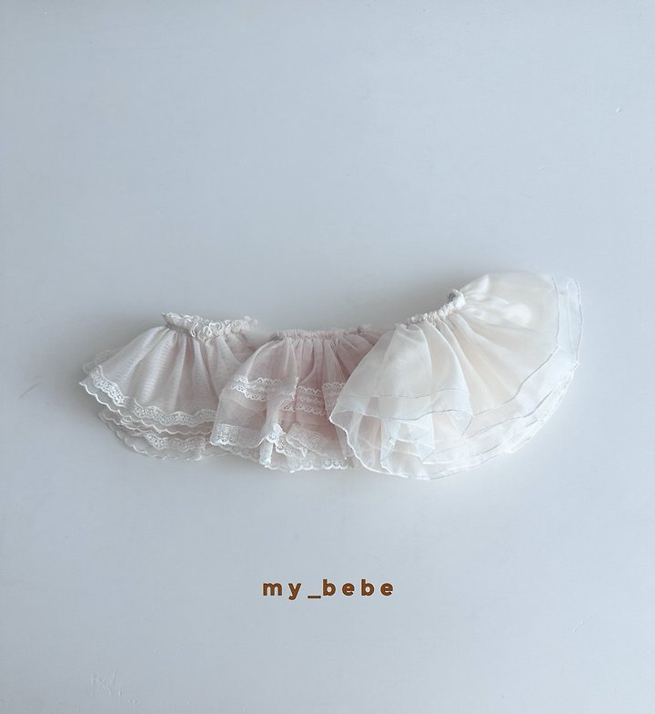 My Bebe - Korean Baby Fashion - #babygirlfashion - Raw Denim Mesh Layered Skirt - 3