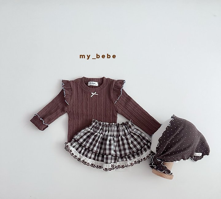 My Bebe - Korean Baby Fashion - #babylifestyle - Check Tiered Skirt - 11