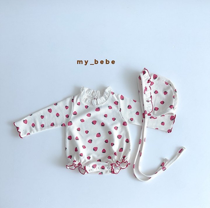 My Bebe - Korean Baby Fashion - #babylifestyle - Waffle Lace Suit (Bonnet Set) - 5