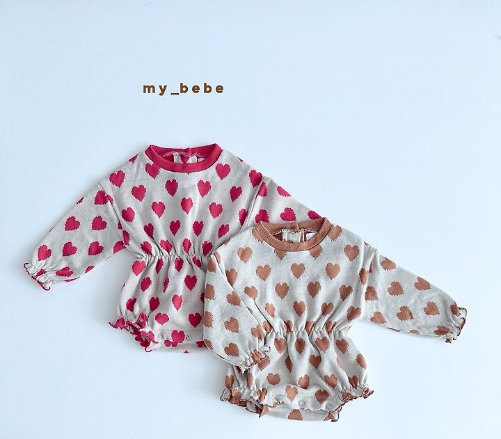 My Bebe - Korean Baby Fashion - #babylifestyle - Heart Banded Suit - 3
