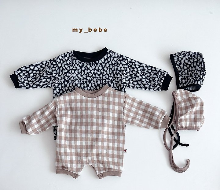 My Bebe - Korean Baby Fashion - #babylifestyle - Jacquard Bodysuit (Bonnet Set) - 2