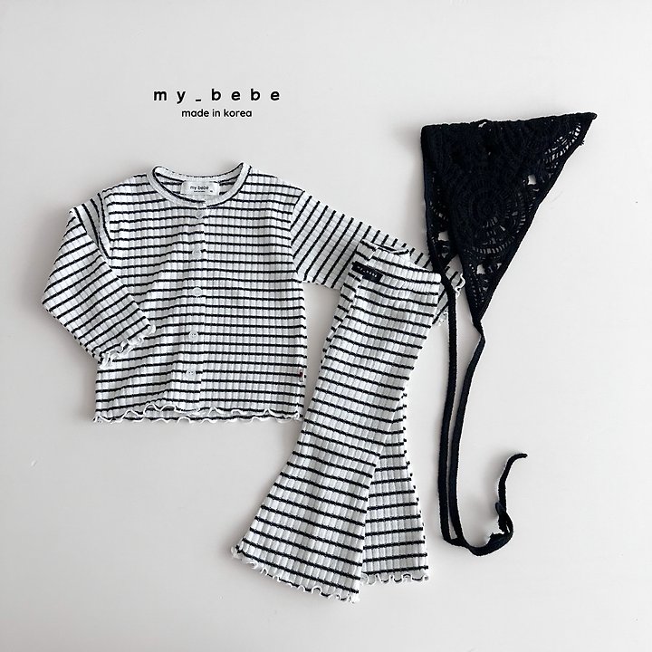 My Bebe - Korean Baby Fashion - #babylifestyle - Stripe Wave Cardigan - 8