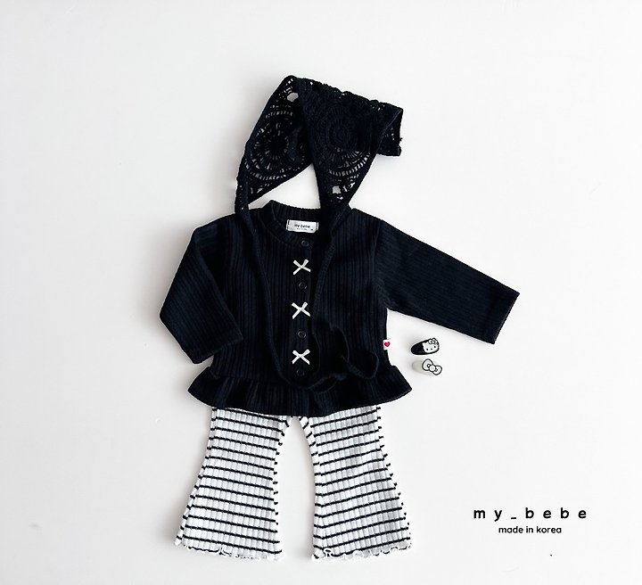 My Bebe - Korean Baby Fashion - #babylifestyle - Frill Ribbon Cardigan - 7