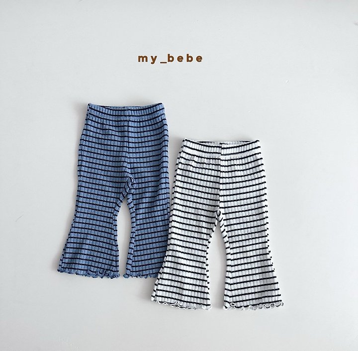 My Bebe - Korean Baby Fashion - #babylifestyle - Stripe Wave Bootcut Pants