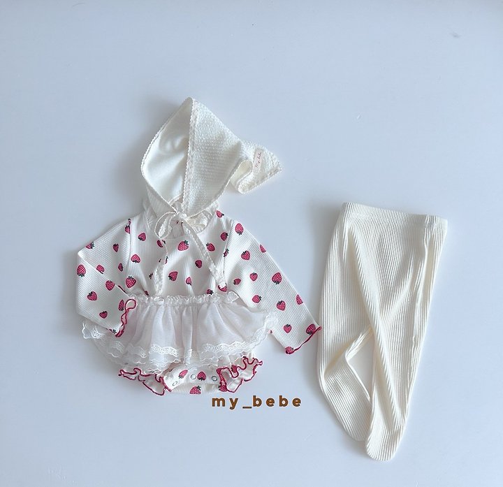 My Bebe - Korean Baby Fashion - #babyoninstagram - Waffle Lace Suit (Bonnet Set) - 6