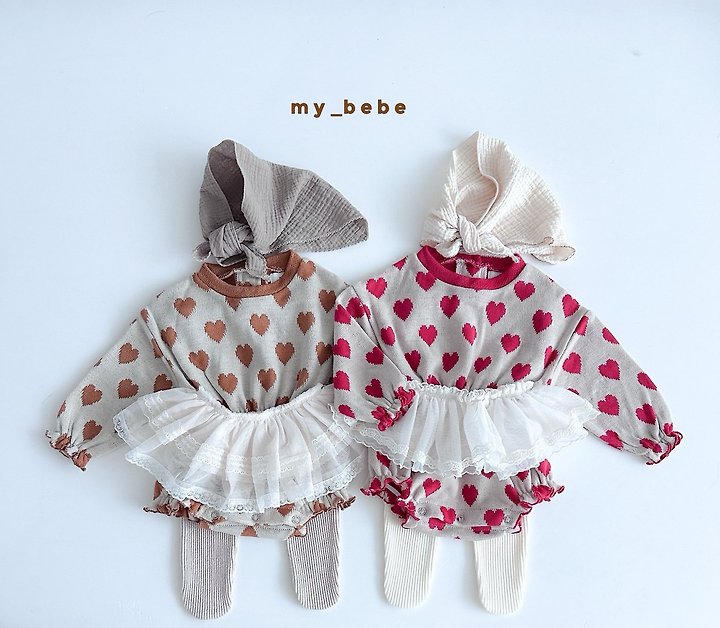 My Bebe - Korean Baby Fashion - #babylifestyle - Heart Banded Suit - 4