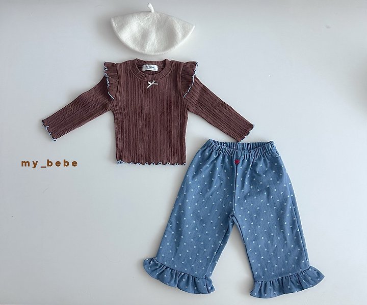 My Bebe - Korean Baby Fashion - #babyoninstagram - Autumn Double Ruffle Tee - 11