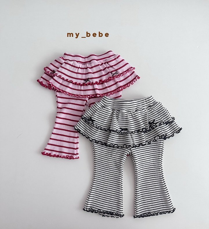 My Bebe - Korean Baby Fashion - #babyootd - Double Ribbon Tiered Pants