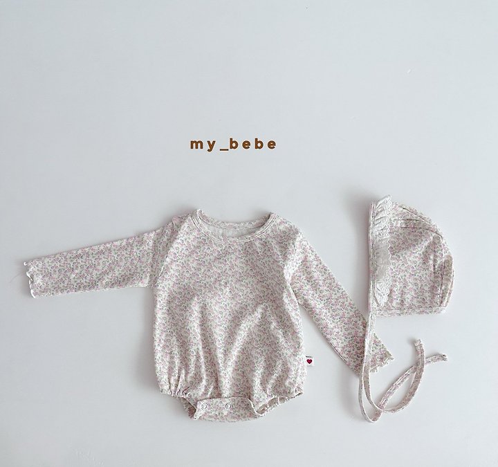 My Bebe - Korean Baby Fashion - #babyootd - Floral Suit Set (Bonnet Set) - 9