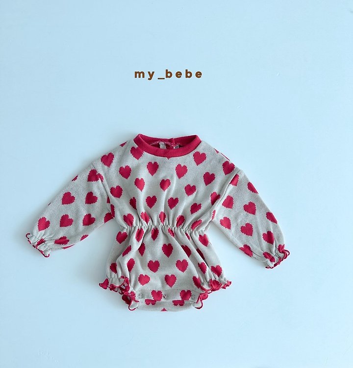 My Bebe - Korean Baby Fashion - #babyootd - Heart Banded Suit - 5